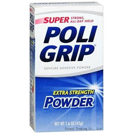 SUPER POLIGRIP Extra Strength Denture Adhesive Powder 1.60 Oz (Pack Of 2)