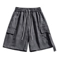 thumbnail image 2 of FRSASU Cargo Shorts for Men Elastic Waistband Drawstring Summer Pocket Design Casual Big & Tall Relaxed Fit Work Shorts Gray, 2 of 9