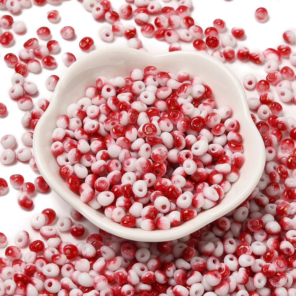 1pound Baking Paint Glass Seed Beads Round Hole Teardrop Red 5~5.5x4~5x3~3.5mm Hole: 1.2mm about 2500pcs/pound