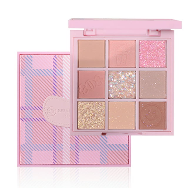 Paleta de sombras de ojos, 11g, 9 colores, rosa, marrón, brillo mate, color duradero, maquillaje de ojos dulce de melocotón