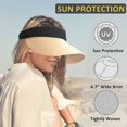thumbnail image 5 of Straw Sun Visor Hat Wide Brim Summer Uv Protection Beach Cap Foldable Packale Korean Style, 5 of 5