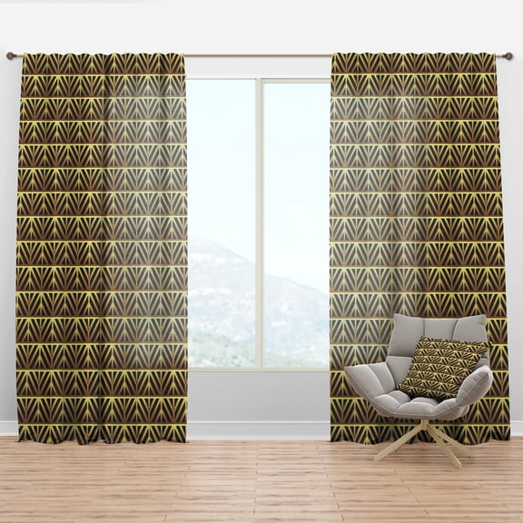 Designart 'Metallic Golden Luxury Geometrics XII XIV' Mid-Century Modern Curtain Panel