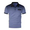 thumbnail image 5 of Fznquz Short Sleeve Mens Shirt Gradient Blue Polo Tee Button Summer Tee Shirts XXL, 5 of 5