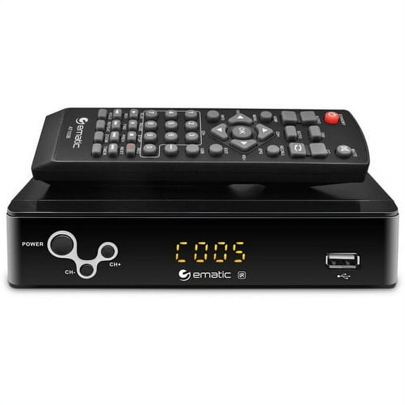 Restored Ematic AT102 Digital TV HD Converter Box + Recorder with LED Display (Refurbished)