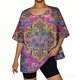 thumbnail image 3 of Mujeres 3/4 Manga Tops Y Blusas de Impresión Suelta Camisa Cortada, Casual Cuello Redondo Blusa para la Primavera Y el Verano, 3 of 5