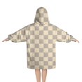 thumbnail image 2 of Beige Gray Checkerboard Checkered Pattern Blanket Hoodies for Kids 6-13YR Oversize Wearable Blanket Hoodies for Boys Girls Teens, 2 of 7