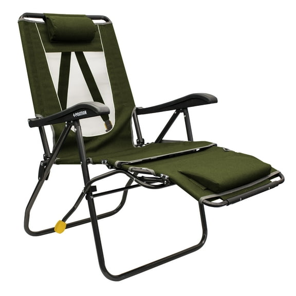 GCI Outdoor Legz Up Lounger Adjustable Folding Recliner Camp Chair, Heathered Loden