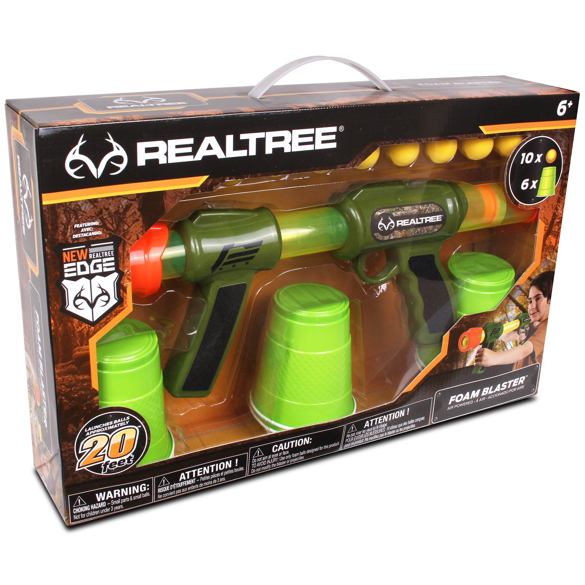RealTree: Foam Blaster Set - NKOK, Pump Action Launches Foam Balls, Includes 10 Foam Balls, 6 Cups For Targets, Ages 6+