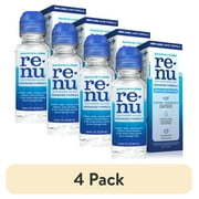 (4 pack) Renu Contact Lens Solution, Advanced Formula Triple Disinfectant Contact Cleaning Solution–From Bausch + Lomb – 2 fl oz (60 mL)