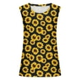 thumbnail image 4 of Summer Saving Usmisi Tank Tops Sunflower Print Crewneck Sleeveless T Shirts for Women Plus Size Casual Summer Racerback Vest Blouse Yellow M Up to 65% off, 4 of 5