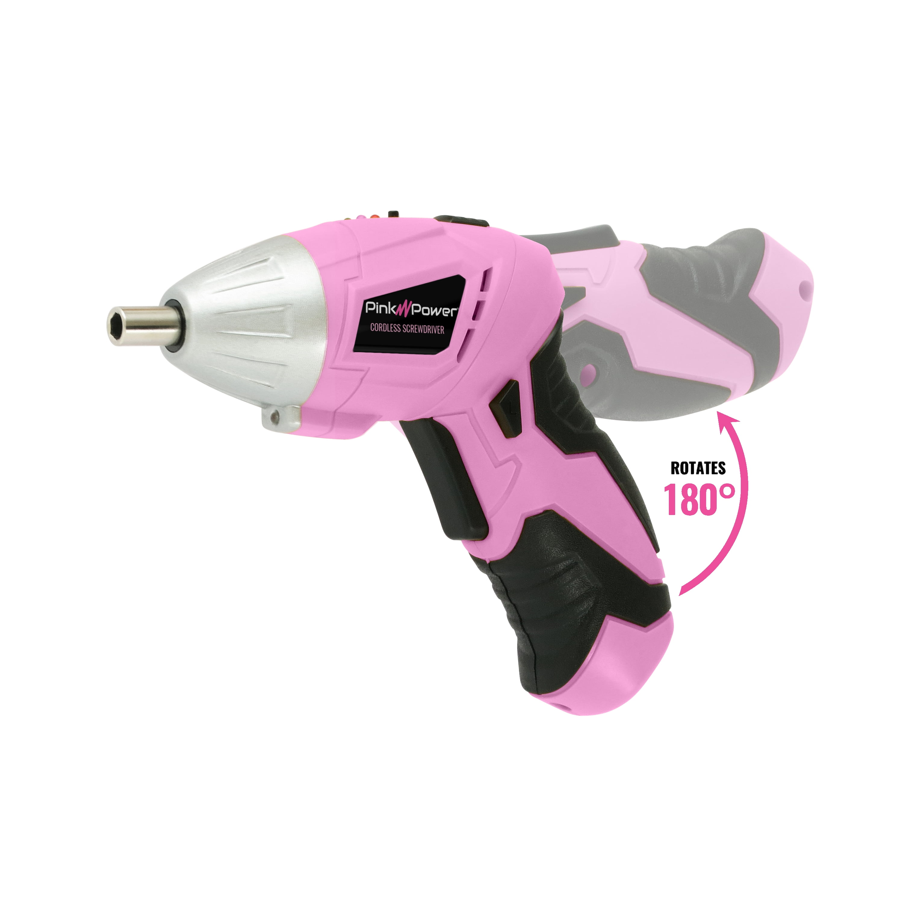 Pink Power Rechargeable Tool Kit Light Handheld 3.6V Screwdriver 18V Drill with Battery Charger Bit Set Walmart