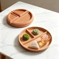 thumbnail image 6 of KTFgvq Divided Serving Tray, Round Meal Prep Plate with 3 Compartments, Portion Control Dish for Balanced Diet, Reusable Plastic Tableware, 8.66", Orange, 6 of 6