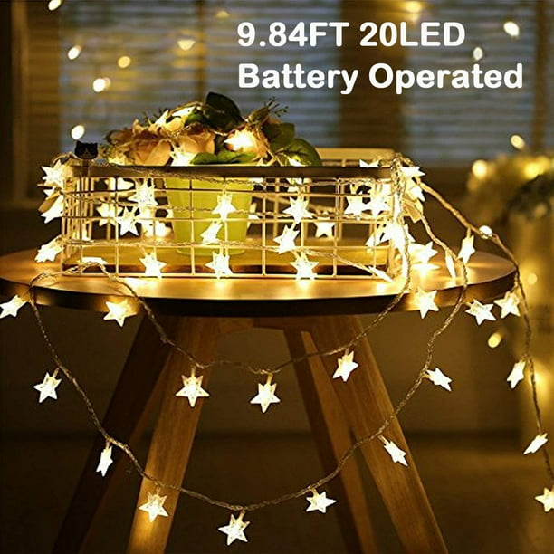 20 LED Star String Lights 9.84 Feet Christmas Fairy Lights, Waterproof