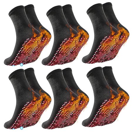 

6 Pairs of Thermal Socks with Non Slip Points for Adults Black