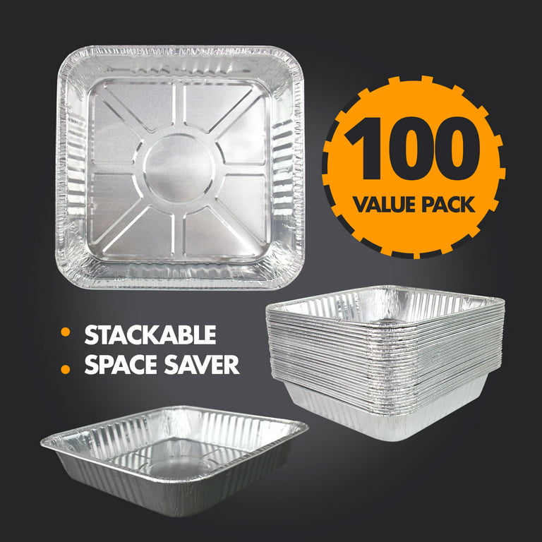 Heavy Duty Full Size Shallow Aluminum Pans with Lids Foil Roasting & Steam  Table Pan 21x13 inch - Shallow Chafing Trays for Catering Disposable Large
