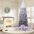 thumbnail image 4 of Festisoul 6ft Pre-Lit Pencil Christmas Tree, Slim Artificial Christmas Tree with String Lights, Skinny Xmas Tree Holiday Decoration for Home, Office, Purple Gradient, 4 of 9