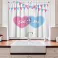 thumbnail image 2 of Ambesonne Gender Reveal Kitchen Curtains, Girl Boy Hearts Flags, 55"x39", Pale Pink and Blue, 2 of 3