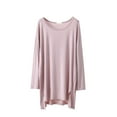 thumbnail image 2 of VOONCAS Womens Tops Long Sleeve Crew Neck Modal Solid Casual Fall Winter Pink Going Out Tops for Women Size Free Size, 2 of 7