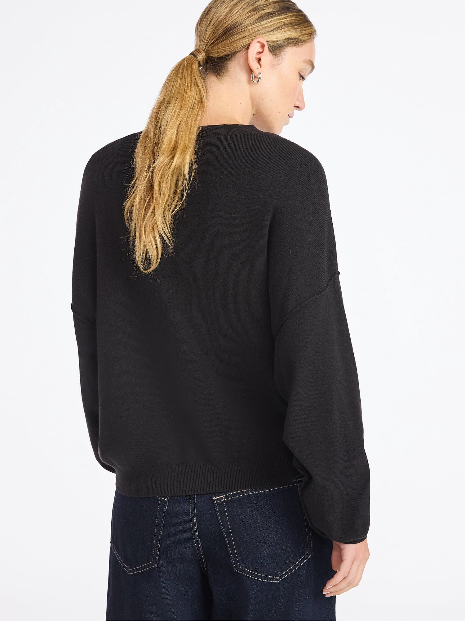 Scoop Women's and Women's Plus Oversized Crewneck Sweater, Lightweight, Sizes XS-4X