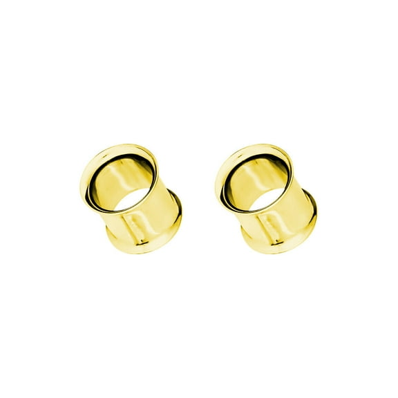 Luxe Modz Pair of Surgical Steel PVD Gold Double Flare Ear Tunnels Earlets Gauges Plugs
