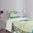 thumbnail image 3 of Ambesonne Dolphin Quilted Bedspread Set 2 Pcs, Mammal Jumping out Sea, Twin Size, Teal Yellow Black, 3 of 5