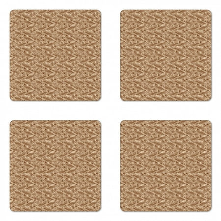 

Jungle Coaster Set of 4 Retro Vintage Style Sketch Palm Leaves Subtropical Plant Brazil Rainforest Square Hardboard Gloss Coasters Standard Size Pale Brown and Beige by Ambesonne