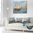 thumbnail image 3 of Designart Ancient Boat Drifting in Sea - Seascape Throw Pillow - 16x16, 3 of 5