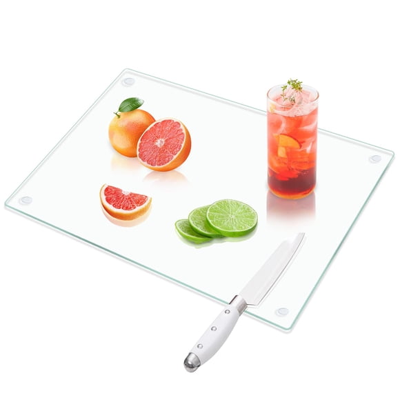 VASUHOME Tempered Glass Cutting Board for Kitchen (12x16), Long Lasting Clear Glass Cutting Board for Countertop - Scratch, Heat, and Shatter Resistant - Easy to Clean