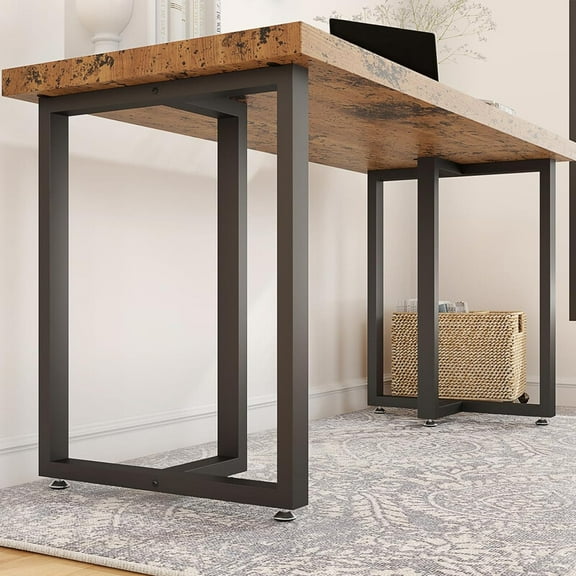 Heavy Duty Metal Table Legs 28 Inch by 24 Inch T Shape Industrial Desk Legs for Dining Table Office Desk Computer Table and Workbench Black 2 Pack