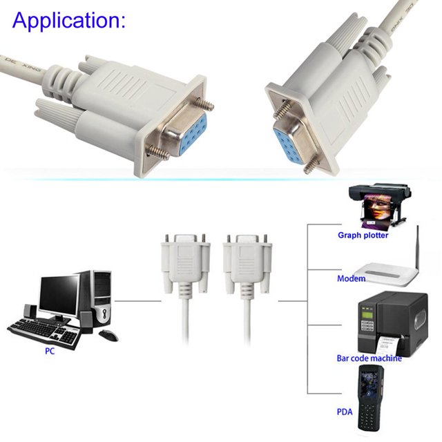Cable convertidor serial RS232 de 9 pines hembra a hembra DB9 de 9 pines para PC (1,5 m) Ehuebsd Para estrenar
