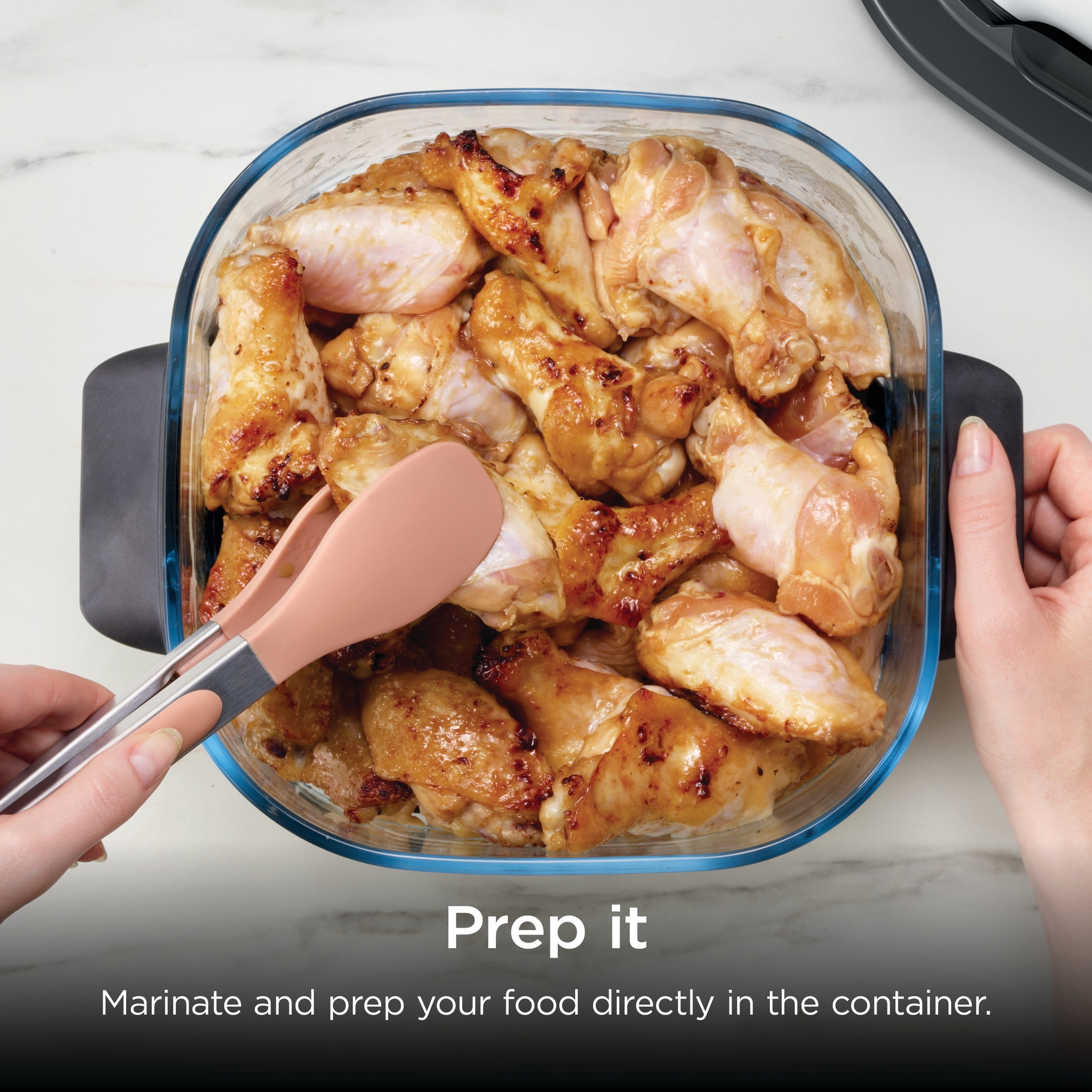 Ninja 4-Qt CleanCrisp Glassware Container, Compatible with Ninja Crispi Portable Cooking System, Microwave, Freezer and Dishwasher Safe, Glass Cooking Surface, Storage Lid