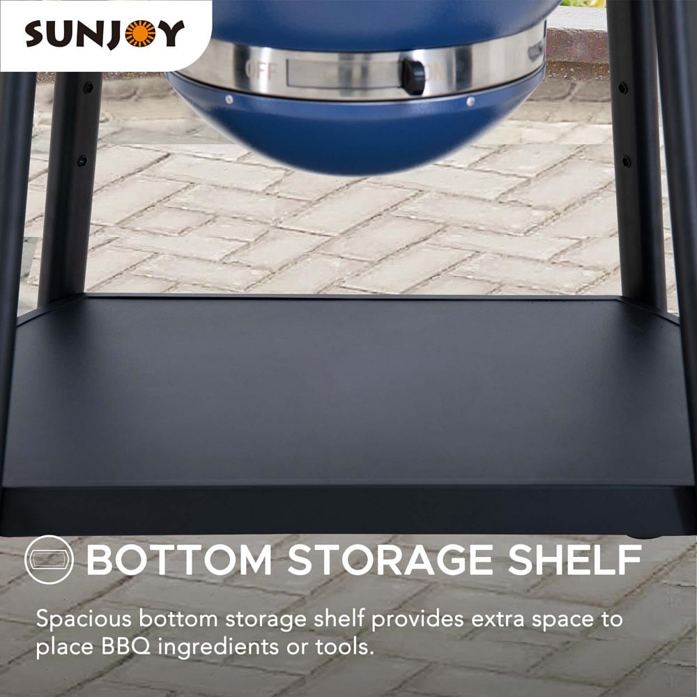 SUNJOY 20 inch Charcoal Grill, Egg-shaped Outdoor Grill with Pizza Stone, Ultimate BBQ Grill and Smoker with Wheels, Navy