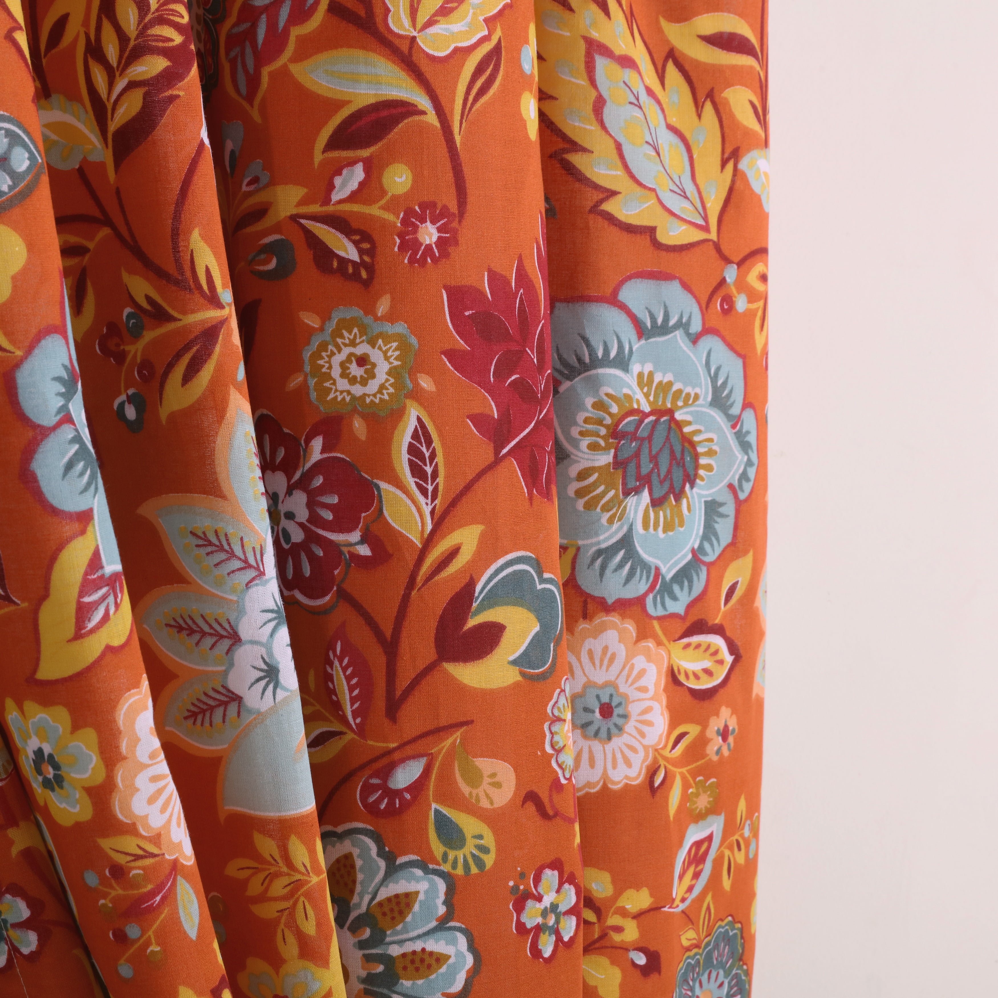 Global Trends Amanda Floral Curtain Panels, Set of 2, 63-inch L, Spice
