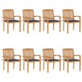 thumbnail image 1 of vidaXL Stacking Garden Chairs with Cushions 8 pcs Solid Teak Wood, 1 of 5