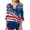 v#4Blue16, variant on Women T-Shirts Colorful Floral Us National Flag Pattern 3/4 Sleeve V Neck Celebrate America'S 250Th Anniversary For 4Th Of July Everyday Use Cozy Tee,Navy,S