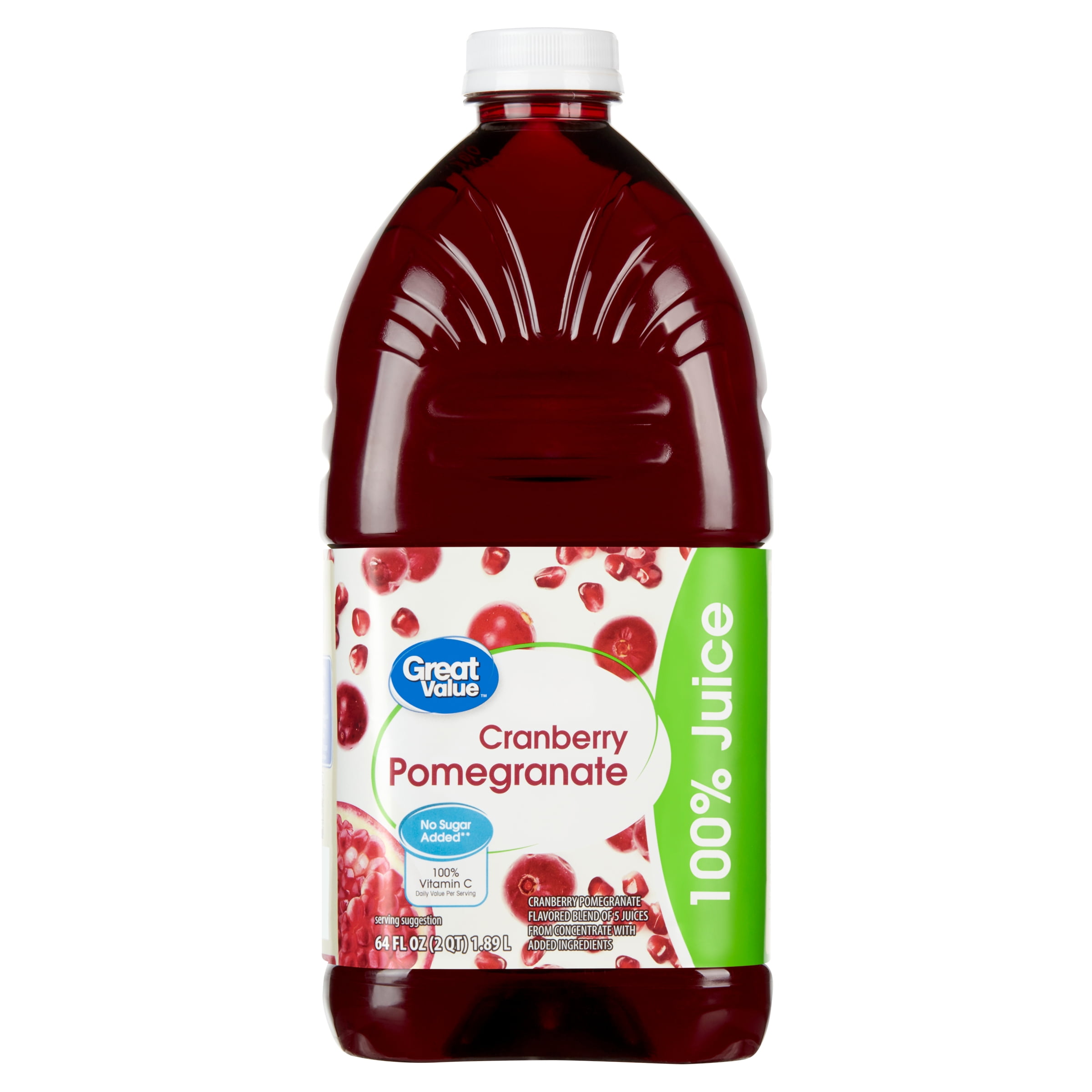 (4 pack) Great Value 100% Cranberry Pomegranate Juice, 64 fl oz