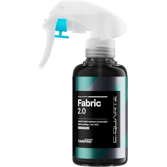 CARPRO CQUARTZ Fabric 2.0 - Upholstery Fabric Protector, Super Hydrophobic Repels Water, Stain Resistant, Resist UV Fading, Up to 12 Months, Convertible Tops, Carpets, Low VOC - 100mL (3.4oz)