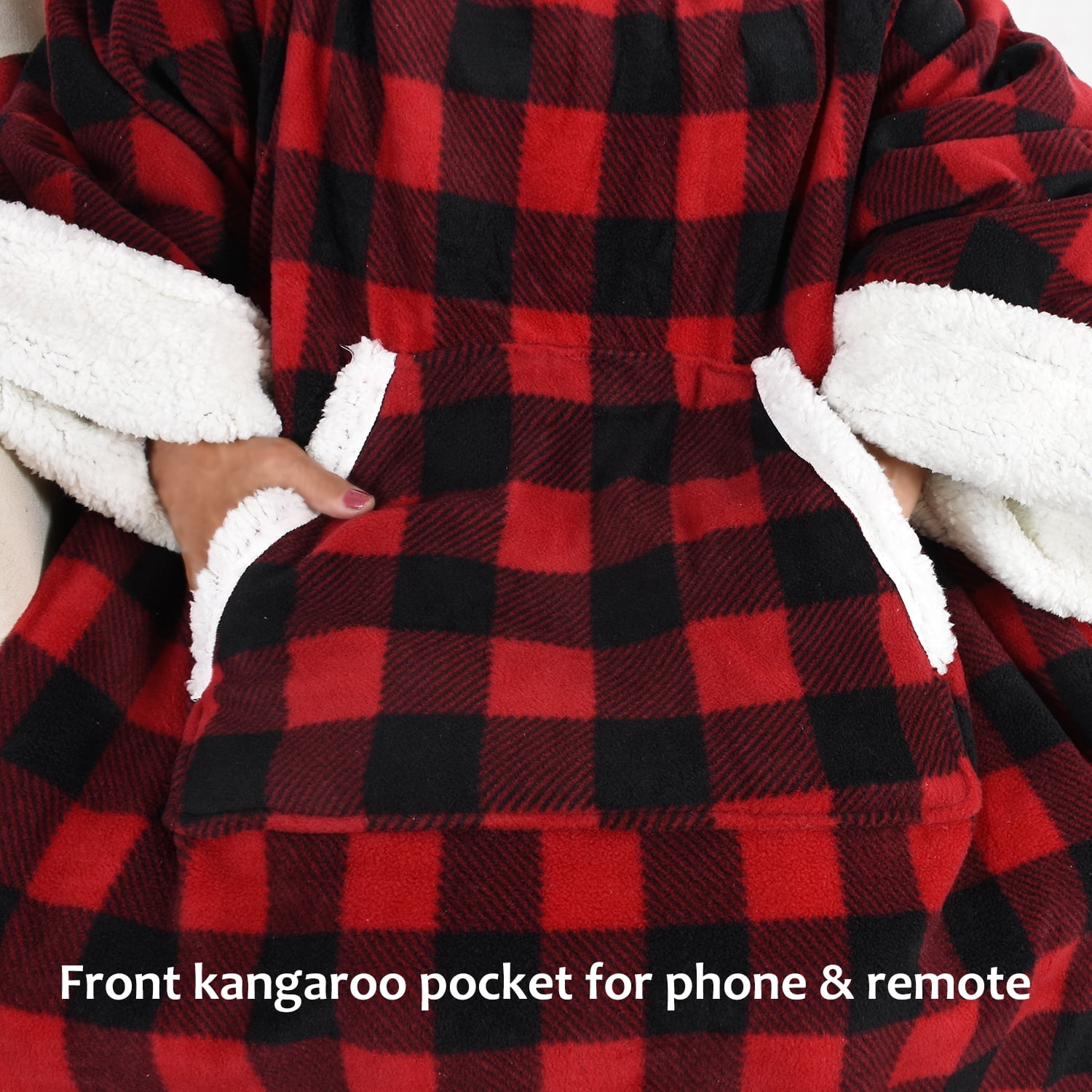 Catalonia Wearable TV Blanket with Sleeves Arms Warm Micro Plush Sherpa Fleece for Adult Large Wrap Throw Robe 72 x 55”