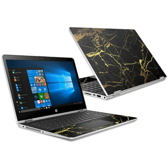 MightySkins HPPX360154-Black Gold Marble Skin for 15.6 in. 2018 HP Pavilion X360, Black Gold Marble