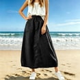 thumbnail image 4 of Cmfcve Long Gauze Skirts for Women Ankle-Length Cotton Linen A-Line Skirt Elastic Drawstring Waist Oversized Maxi Skirt, 4 of 8