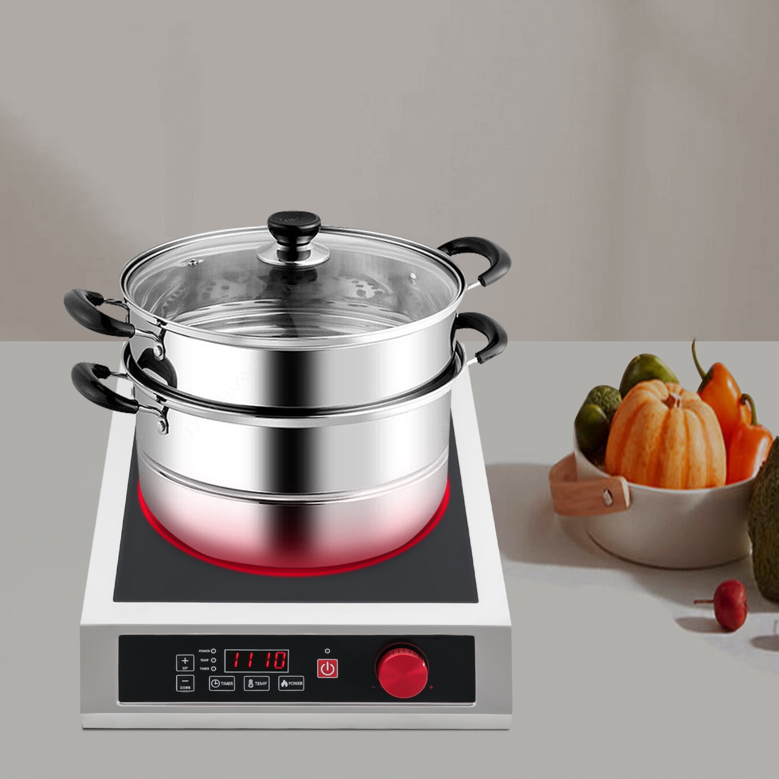 Wildnix 3500W Commercial Induction Cooktop – Dual Chip IGBT, Energy Efficient, Adjustable Power and Temperature, Stainless Steel Construction, Ideal for&nbsp; Kitchens