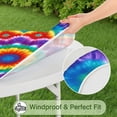 thumbnail image 5 of Colorful Rainbow Tie Dye Spiral Pattern Round Fitted Tablecloth with Elastic Edge,Dining Table Cover Waterproof,Outdoor Round Tablecloth for Camping,Dining,Indoor and Outdoor, 5 of 7