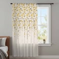 thumbnail image 4 of Weeping Flowers Sheer Curtains 54 Inches Long, Yellow Grey Spring Floral Rustic Burlap Light Filering Curtains, Breathable Simi Curtain Privacy Drapes for Kitchen Bathroom Small Window Treatment, 4 of 9