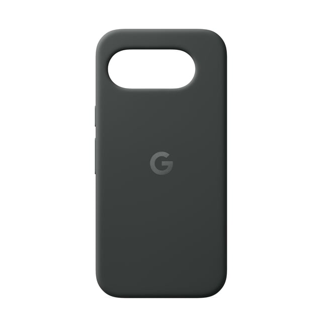 google funda para pixel 10a - obsidiana Funda obsidiana para Google Pixel 10a, vista frontal centrada con recorte horizontal grande para cámara y bordes redondeados; acabado de silicona ultrasuave con logo 'G' centrado y botones integrados, diseñada para encajar con el teléfono y permitir carga y audio sin obstrucciones; adecuada para protección diaria y transporte en bolsos o mochilas.