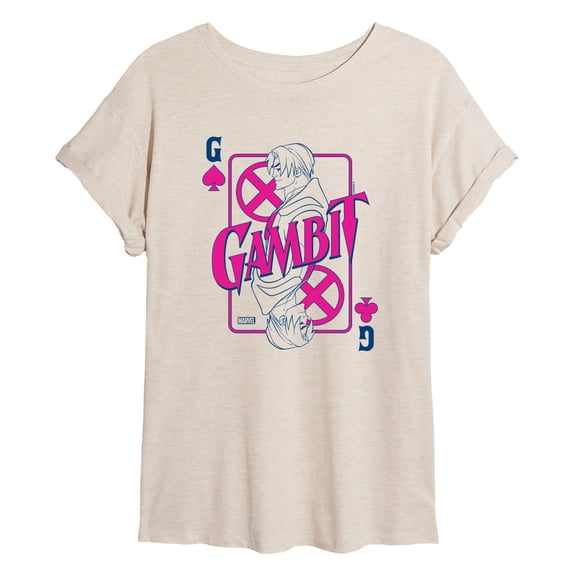 Marvel X-Men - Gambit Playing Card - Women's Oversized Graphic T-Shirt