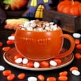 thumbnail image 2 of 2 Pc Creative Pumpkin Cups Ceramic Cups Halloween Cups with Covers (Orange, 2 of 4