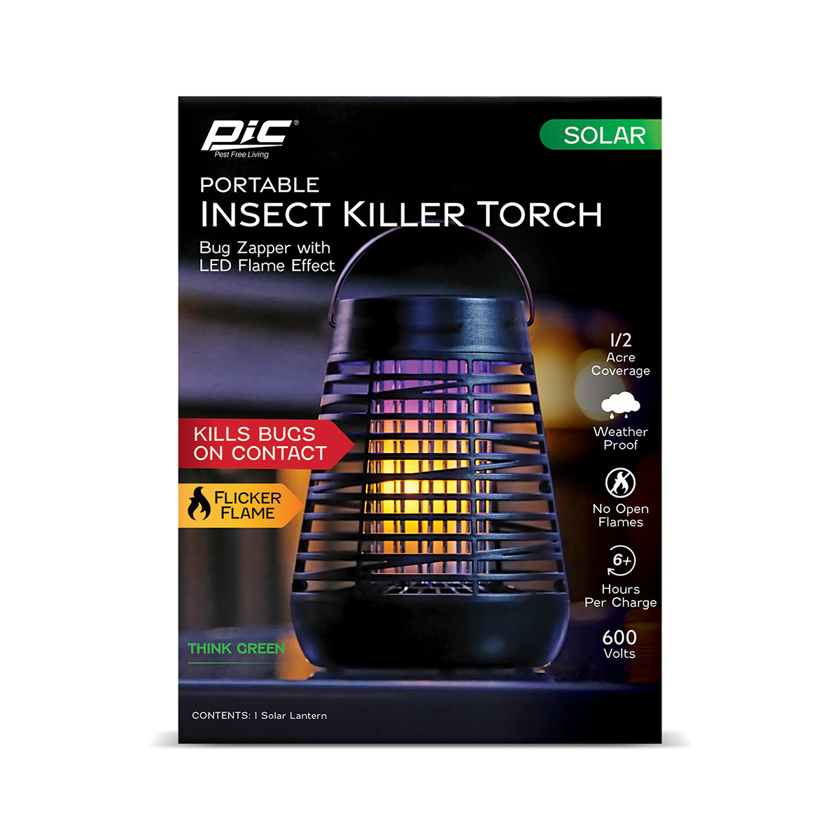 PIC Solar Portable Bug Zapper Torch, Black photo 2