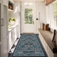 thumbnail image 7 of Washable Runner Rug 2x6 Modern Floral Print Botanical Carpet for Kitchen Soft Non Slip Laundry Bathroom Mat Low Pile Throw Rug for Living Room Bedroom, Blue, 7 of 7