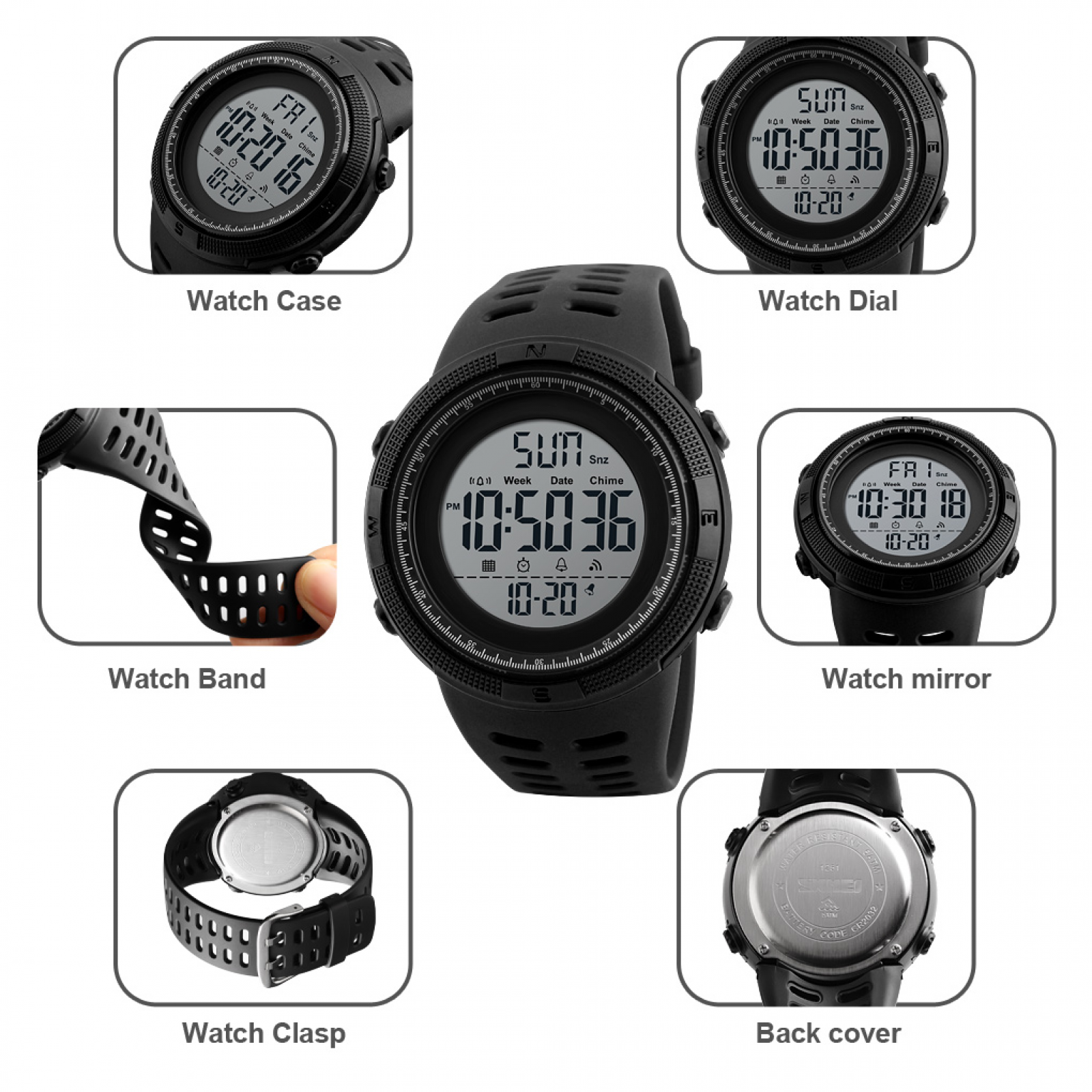 SKMEI Men's Black Digital Sport Watch Waterproof photo 5
