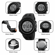 SKMEI Mens Military Watch, Waterproof Digital Sports Alarm Backlit Classic Watch, Black Gold Red